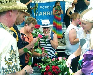 Red roses for the illegally married couples.